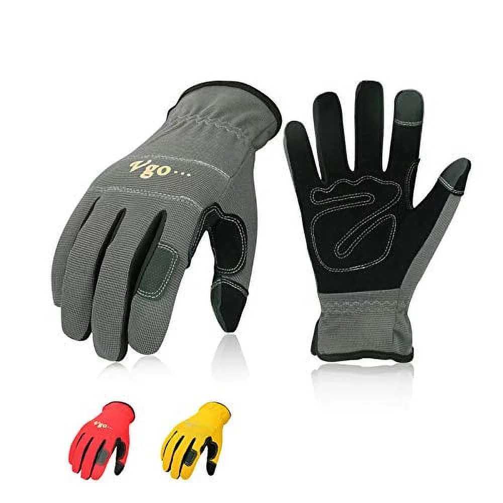Vgo 3-Pairs Safety Work Gloves, Builder Gloves, Gardening Gloves, Light Duty M,