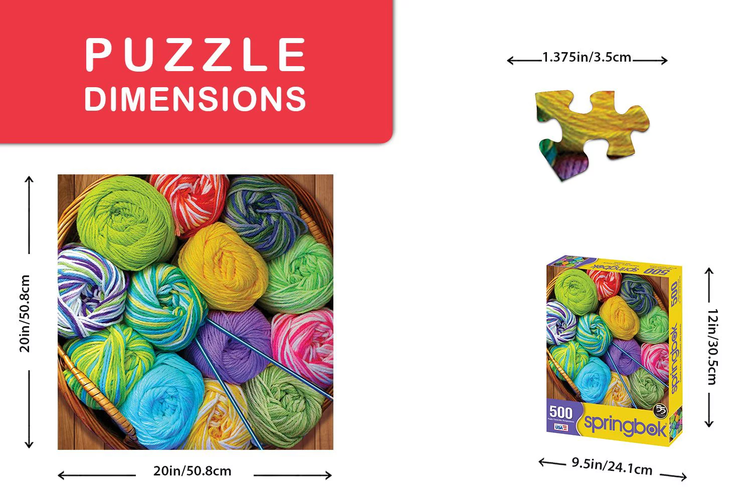 Springbok Colorful Yarn - 500 Piece Jigsaw Puzzle for Adults - Unique Cut Pieces