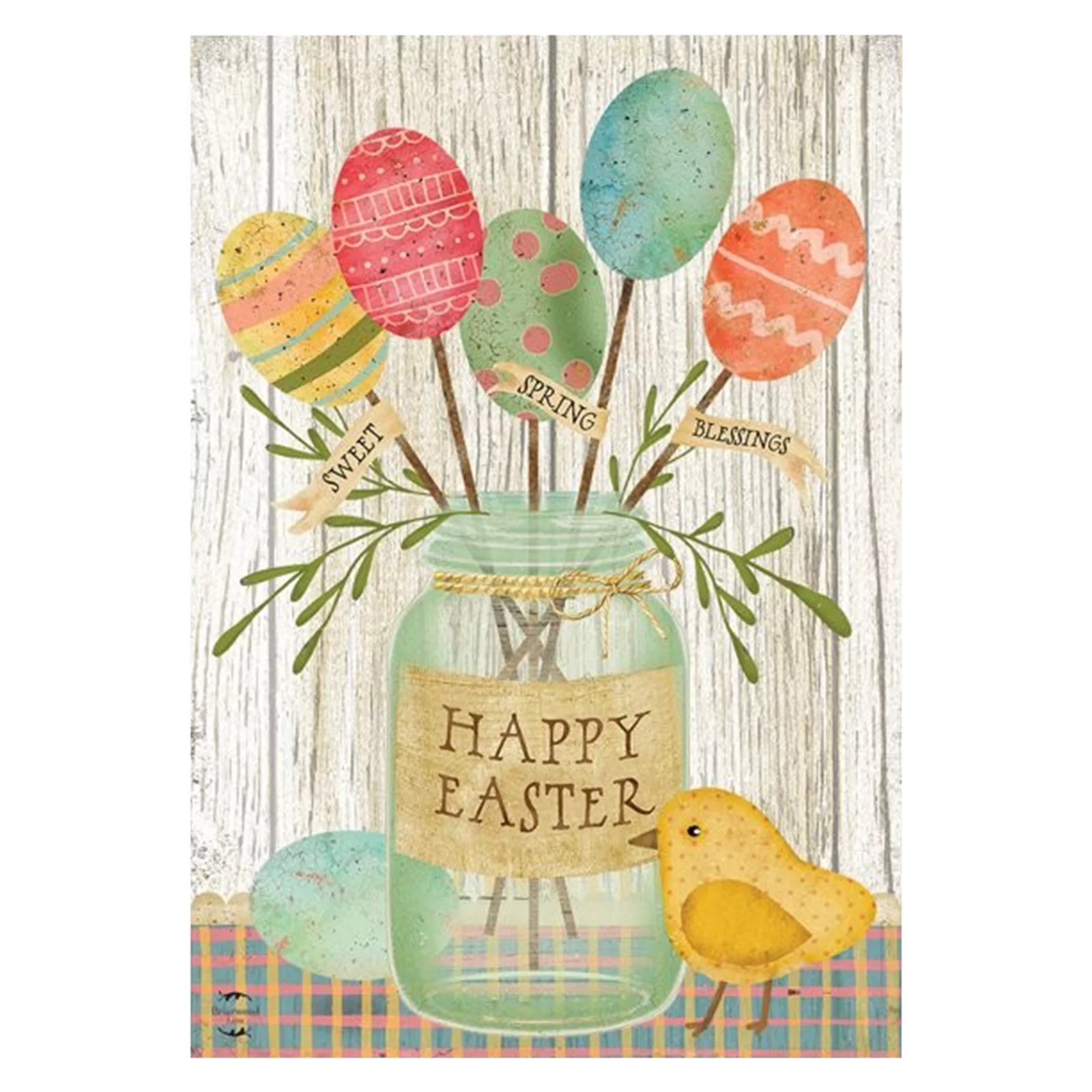 iju7gthy Garden Flags Funny Kids 4th of July Indoor Spring Egg Bouquet Easter House Flag Primitive Chick 28