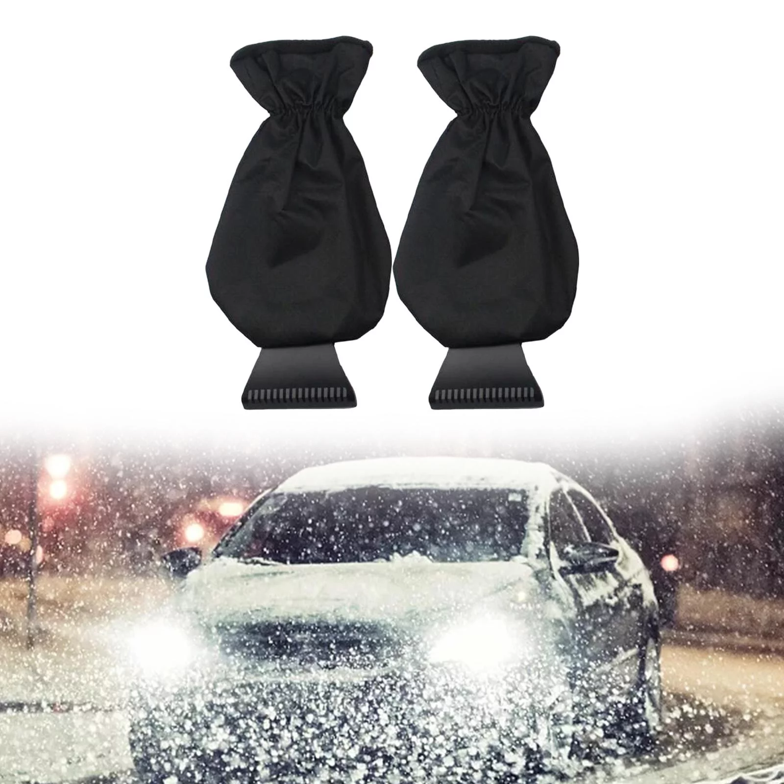 Car Snow Shovel with Gloves Ice Remove Clean Tool black