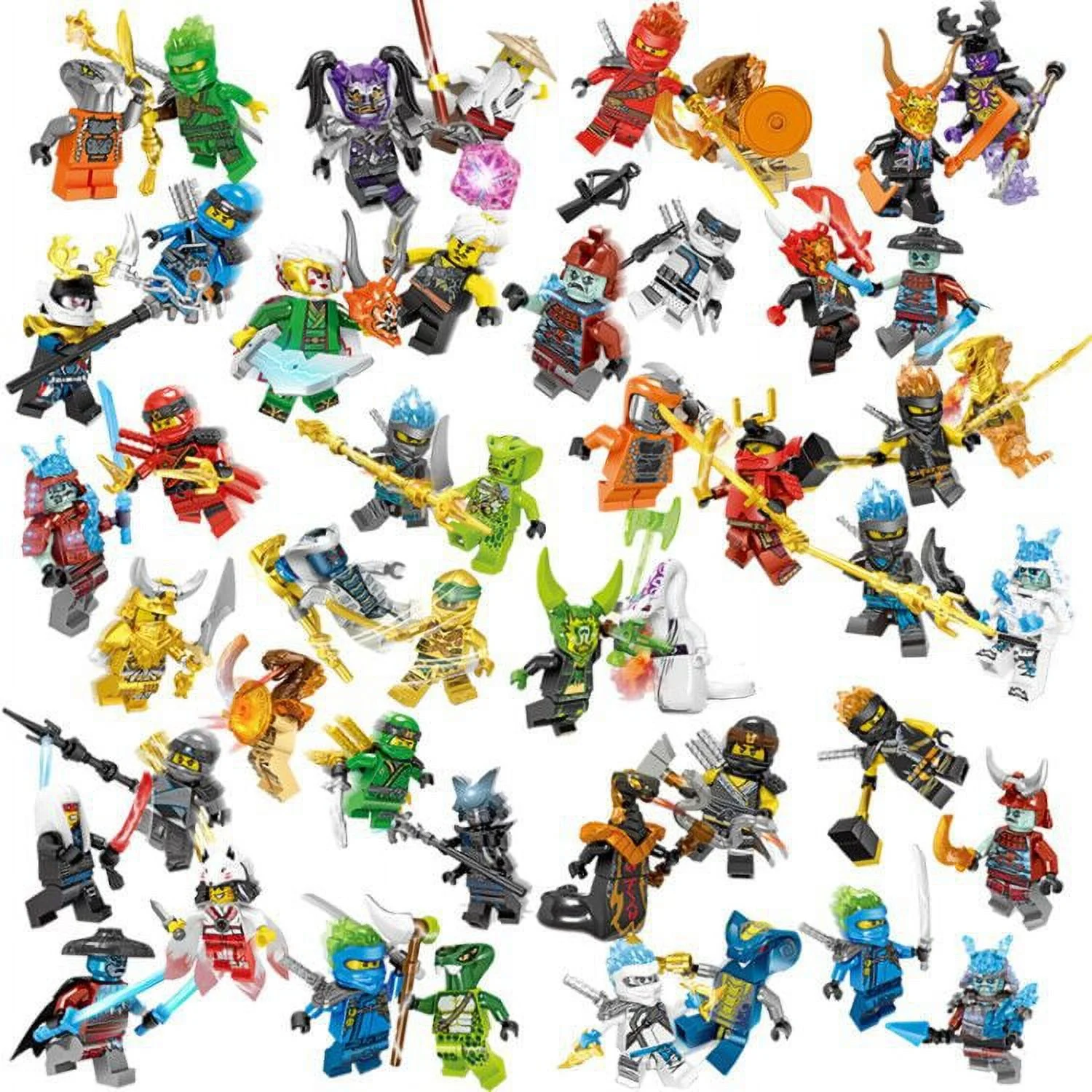 48 PCS Ninja Masters Action Figures Toy Set,Anime Ninja vs Basilisk with Weapons Building Blocks Kits,Cartoon Minifigures Toy, Gift for Boys and Fans