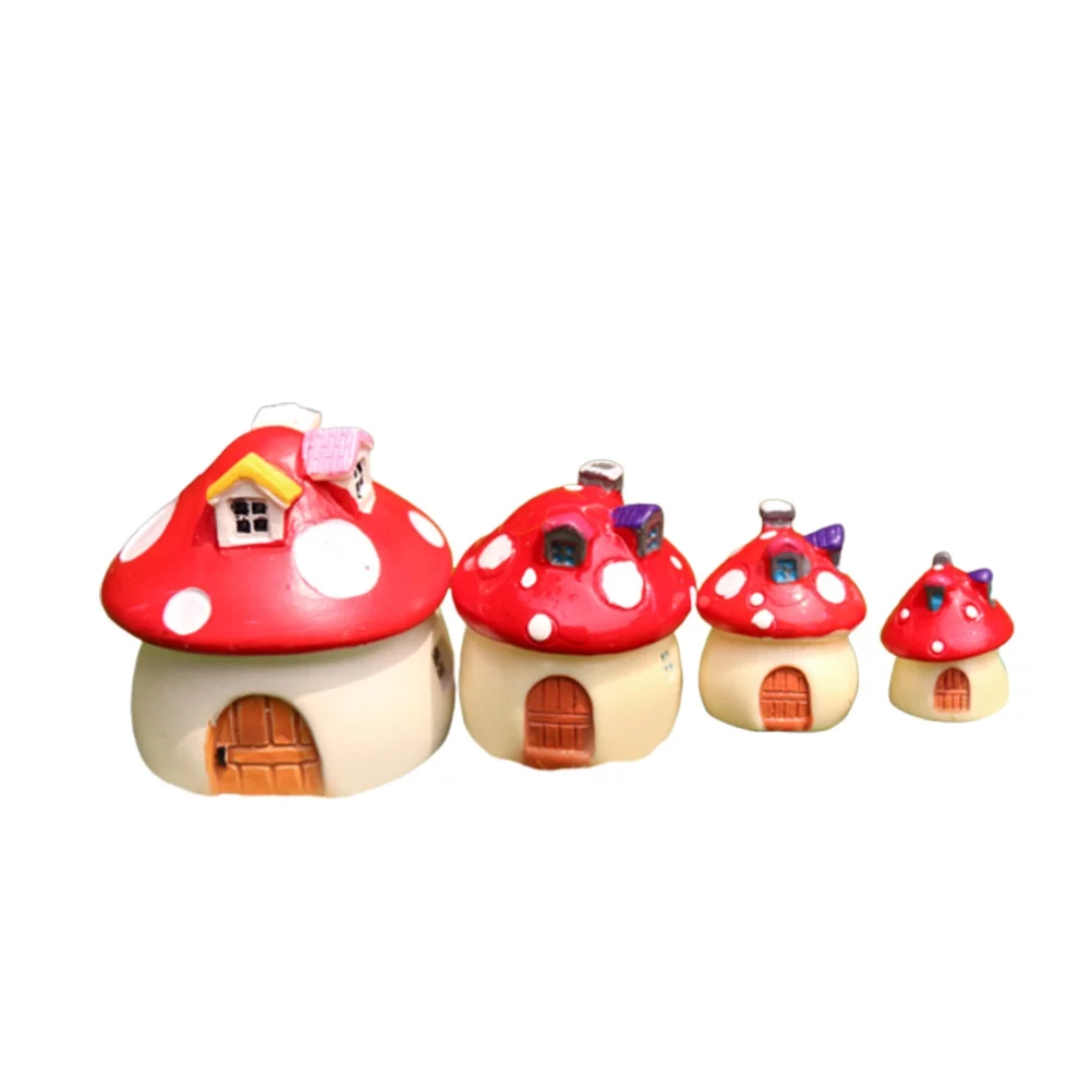 NUOLUX Mushroom Decor Miniature House Statue Garden Landscape Micro Mini Figurines Ornament Figure Bonsai Mushrooms