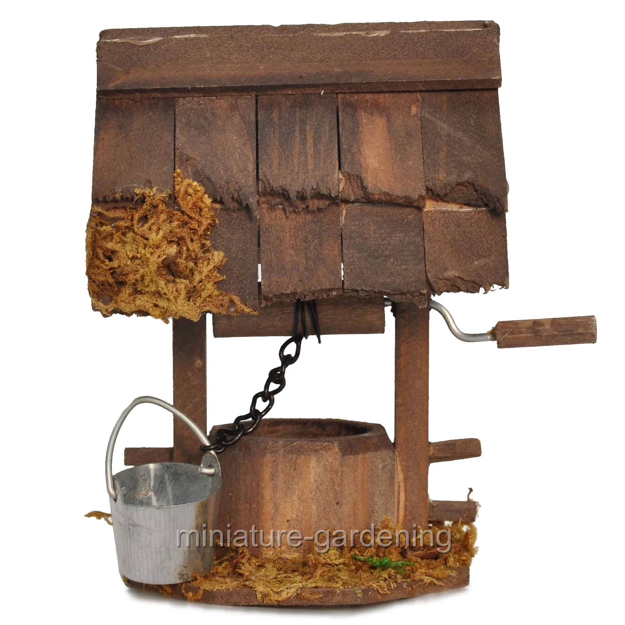 Miniature Wooden Wishing Well for Miniature Garden, Fairy Garden