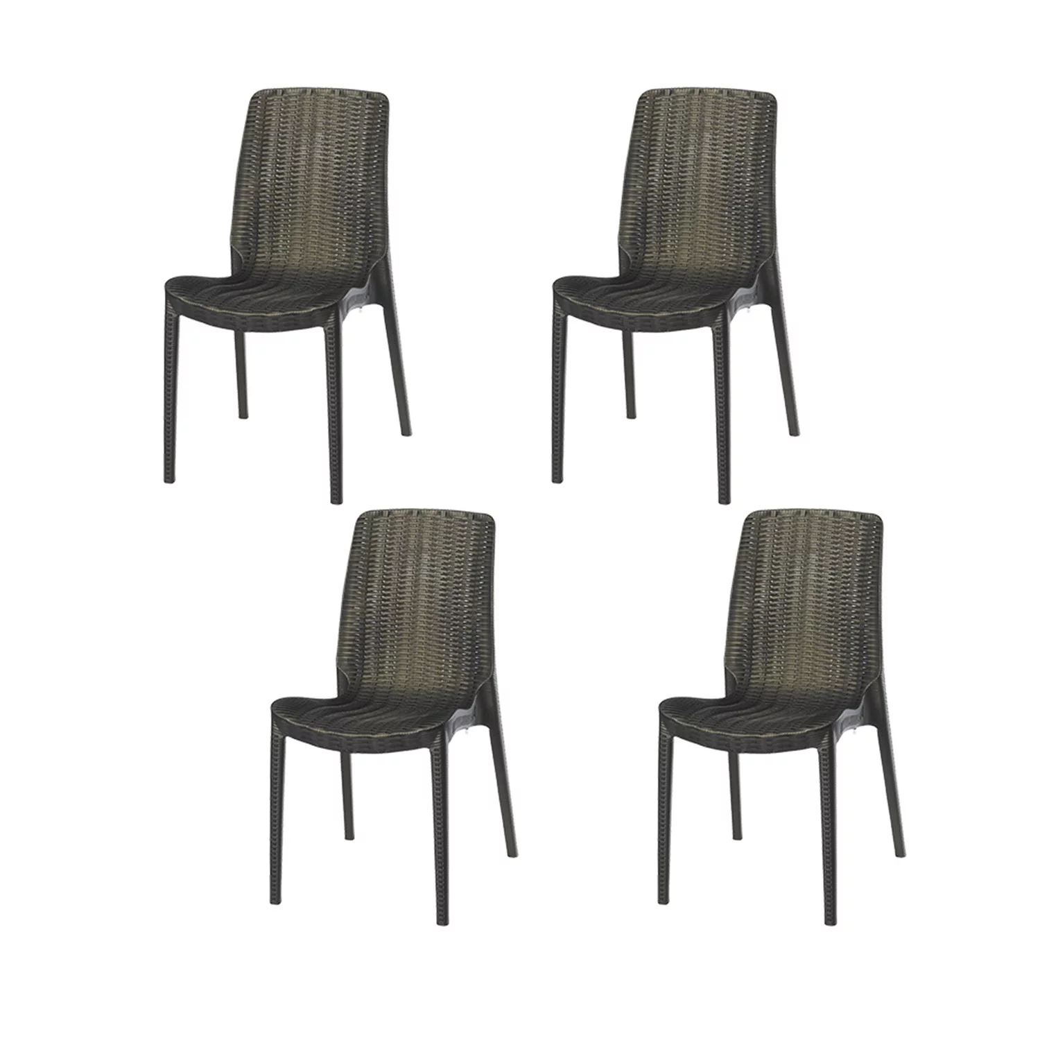 Lagoon Furniture Lagoon Rue Stackable Rattan Dinning Chairs - Set of 4-Finish:Bronze