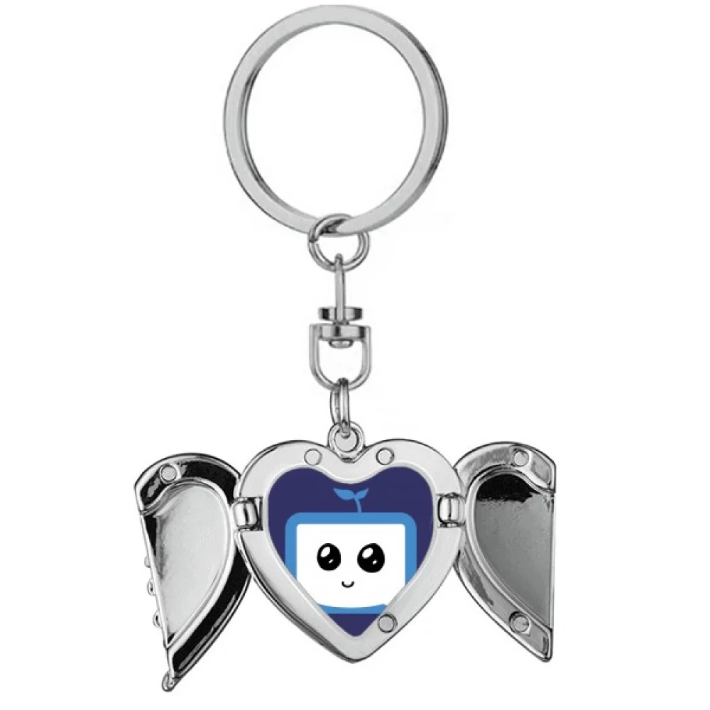 Saplings Sle Small TV Face Original Heart Angel Wing Key Chain Holder
