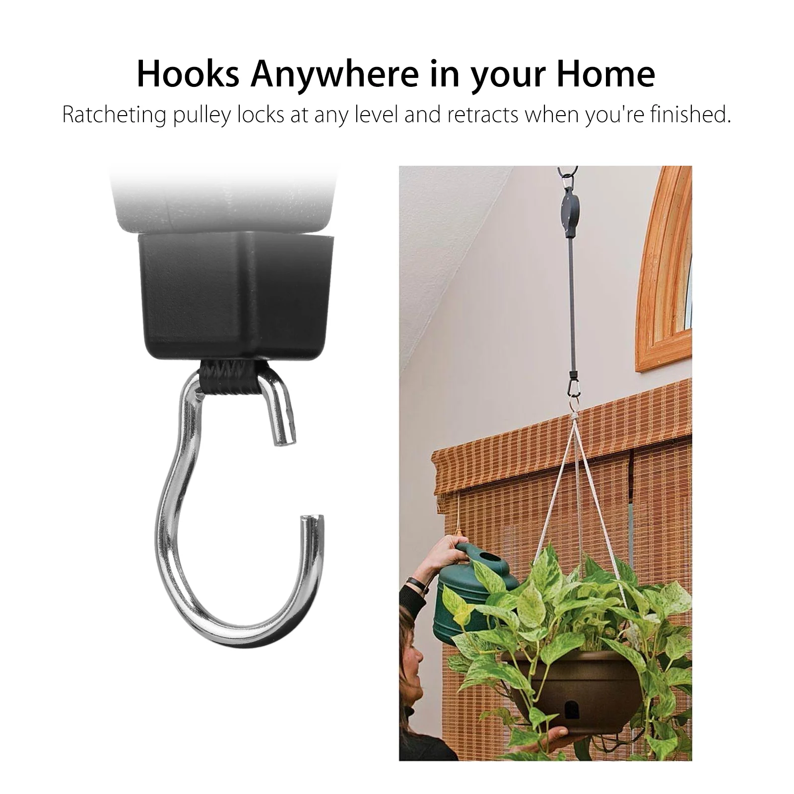 EEEkit Black Plastic and Metal Plant Hangers (2 Pack)