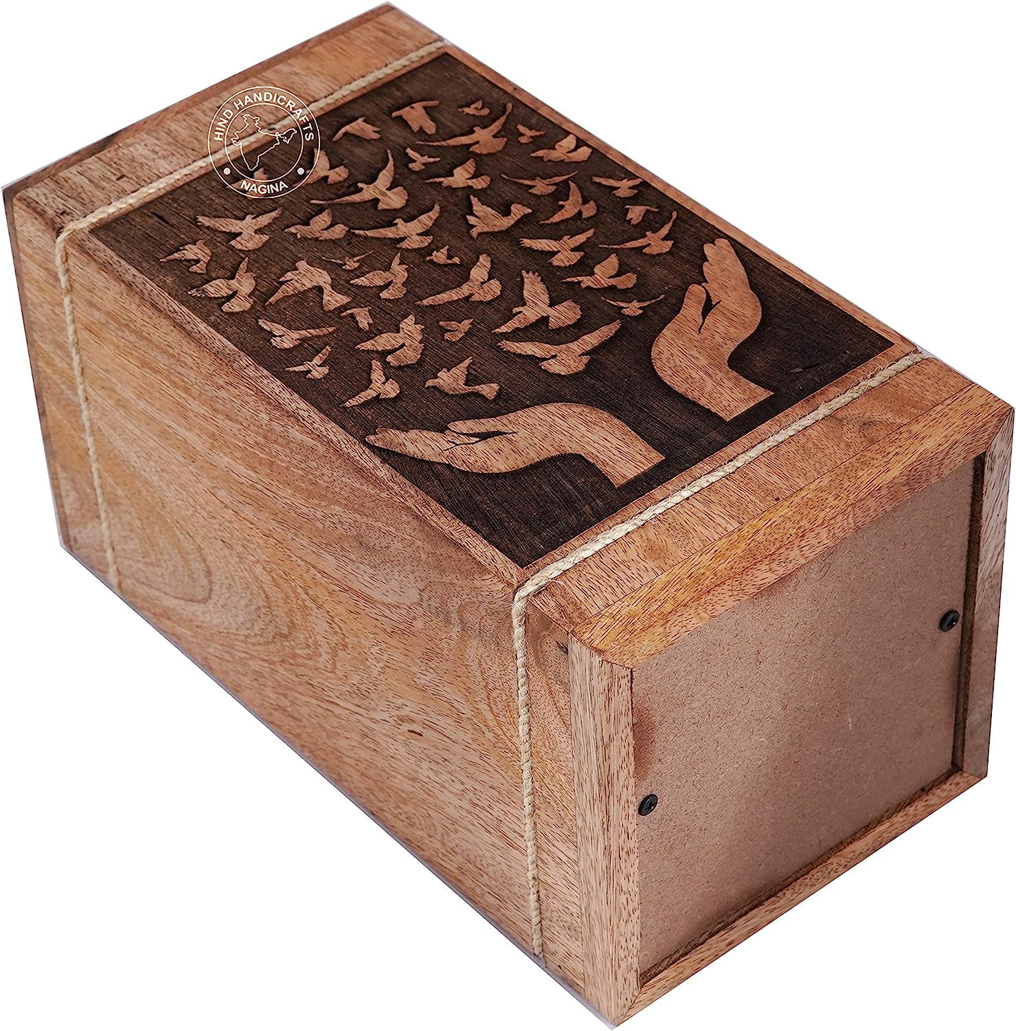 Praying Hand Wooden Urns for Human Ashes Adult Large - Tree of Life Cremation Urn for Ashes -Burial Urn for Columbarium - Funeral Urn Box (250 LB - Hardwood, Dove-1)