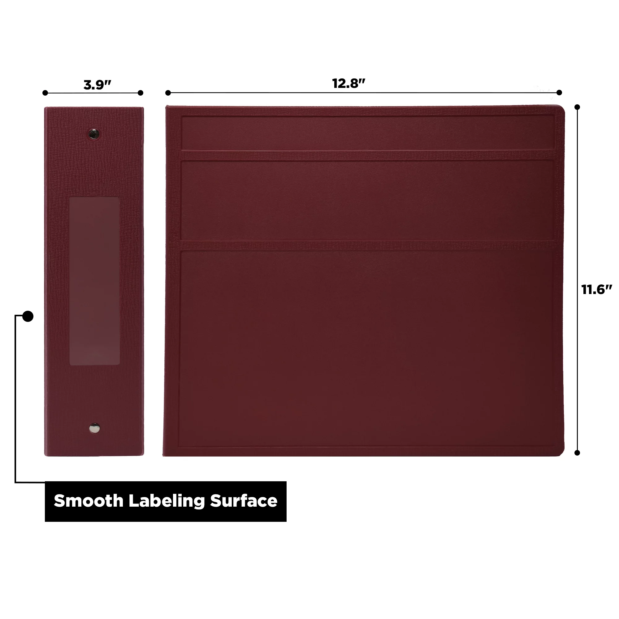 Carstens 4-Inch Heavy Duty 3-Ring Binder - Side Opening, Wine