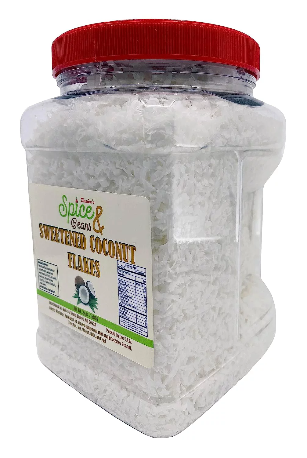 DSB Premium Coconut Flakes | 1.5lb (24 oz.) Reusable Jar | Sweetened | Packed in the USA
