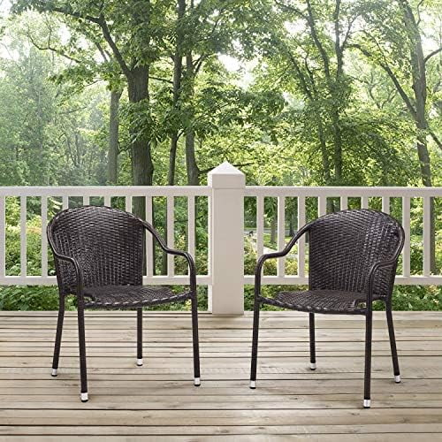 xrboomlife CO7109-BR Palm Harbor Outdoor Wicker Stackable Chairs  Set of 4  Brown
