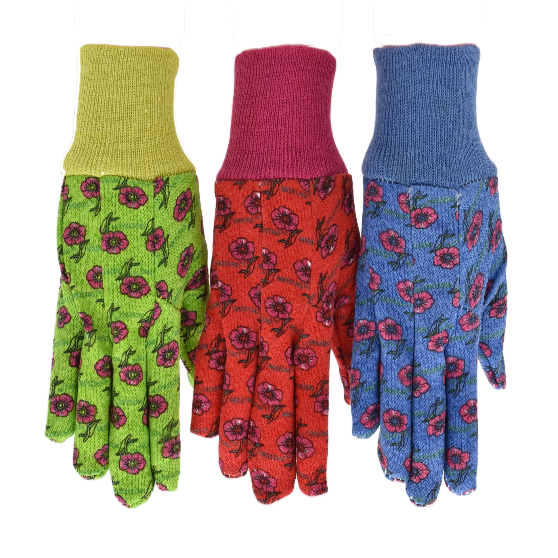 G & F Soft Jersey Kids Blue Green Color Garden Gloves 1823, Durable & Safe, 3 Pairs