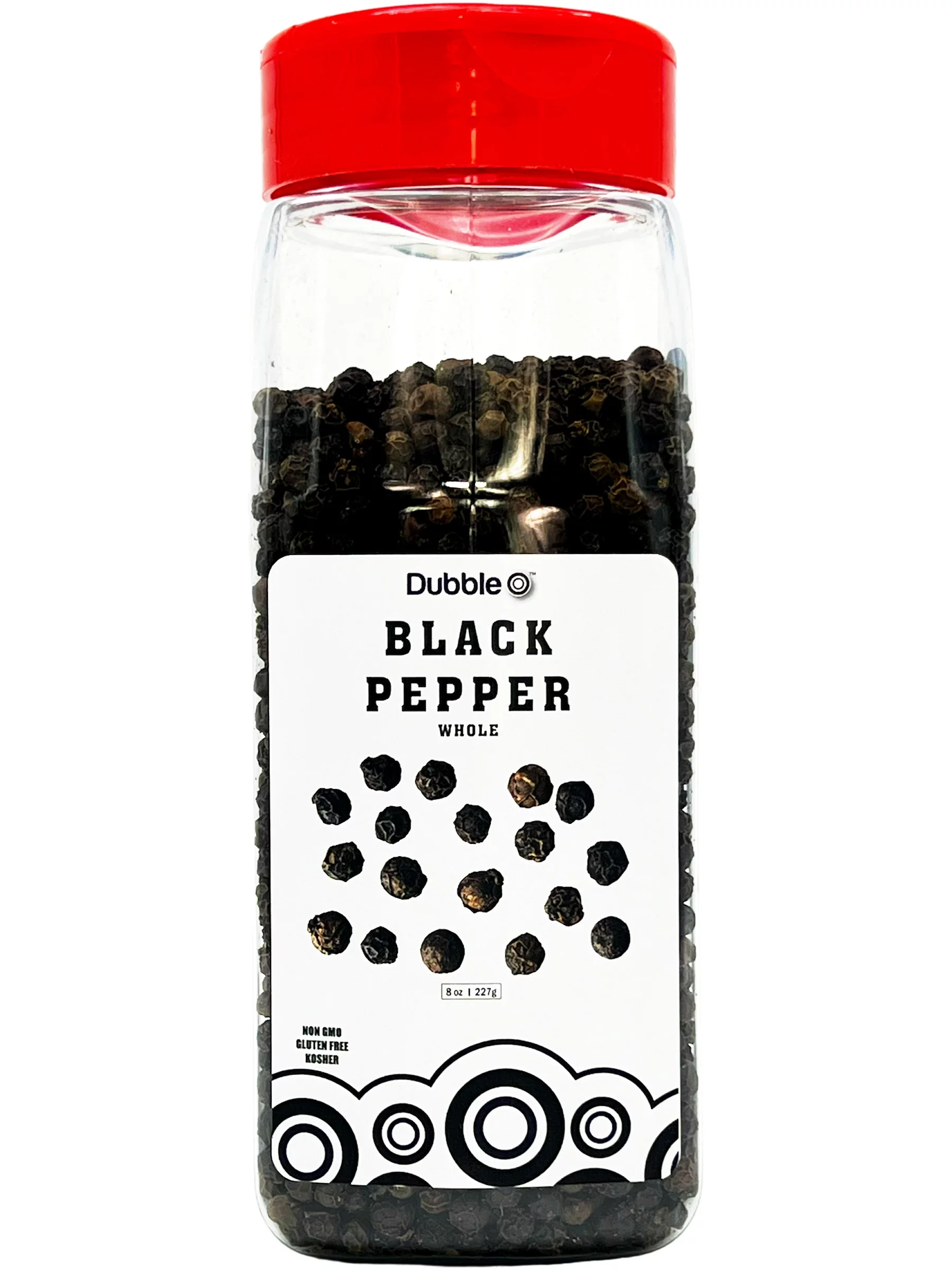 Whole Black Peppercorn - 10 oz. - Non GMO, Kosher, Halal, and Gluten Free - Dubble O Brand