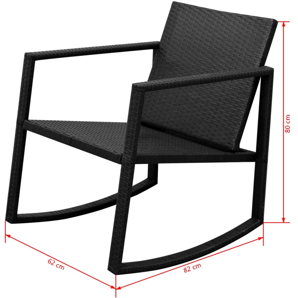 Tomshoo 3 Piece Bistro Set Poly Rattan Black