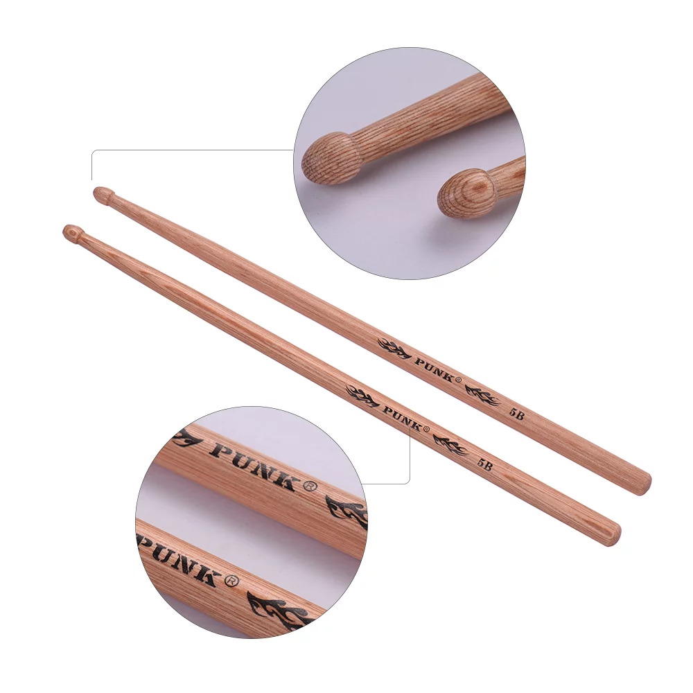 Anself One Pair of 5B Wooden Drumsticks Drum Hickory Wood Drum Set Accessories