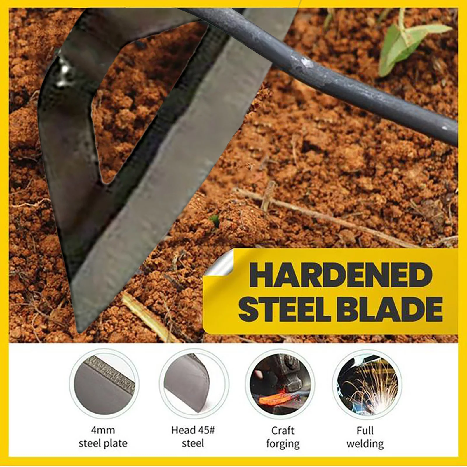 All-Steel Hardened Hollow Hoe - Durable Edge Tool, Garden Edger Weeder, Hand Sheets Garden Kits