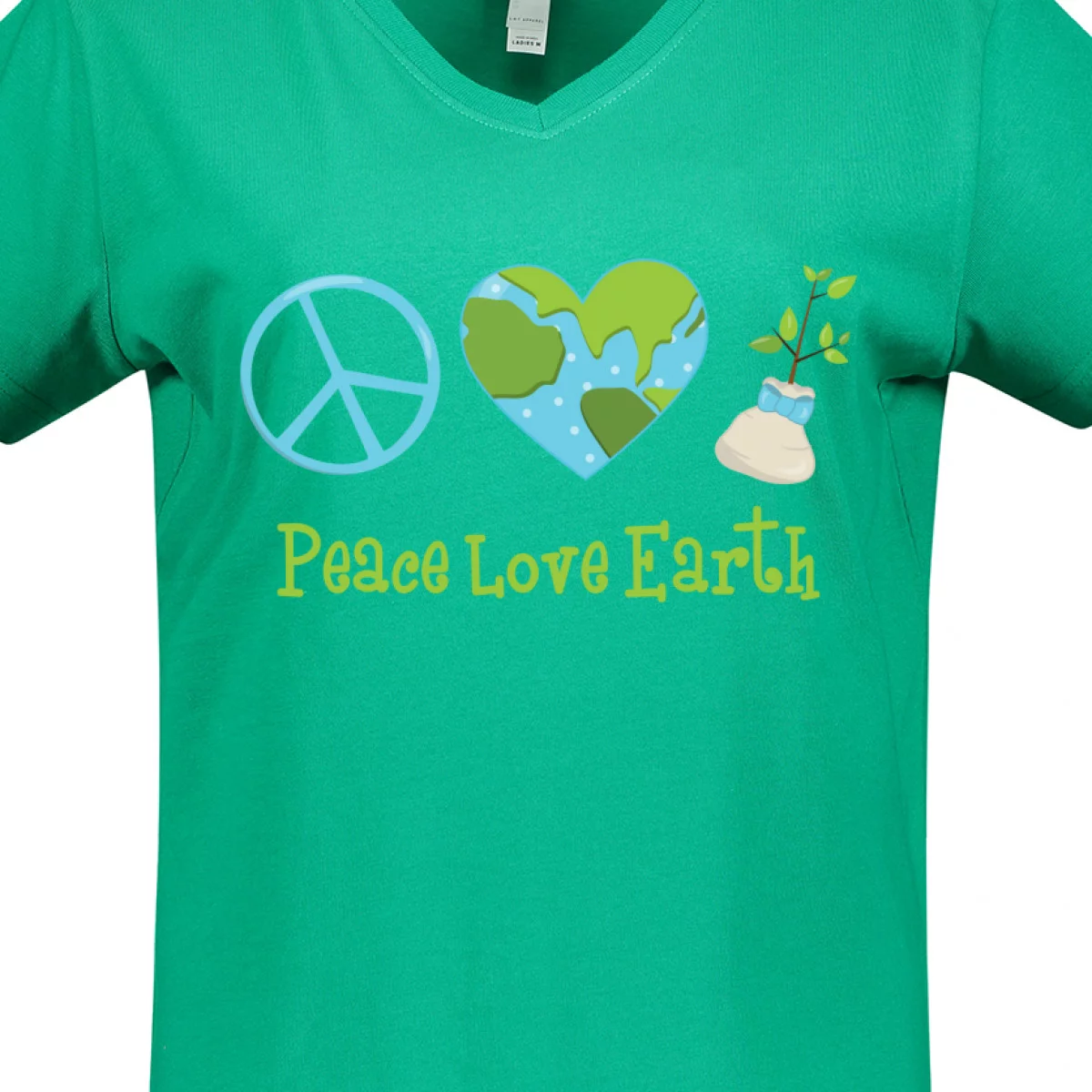 Inktastic Peace Love Earth Women's V-Neck T-Shirt