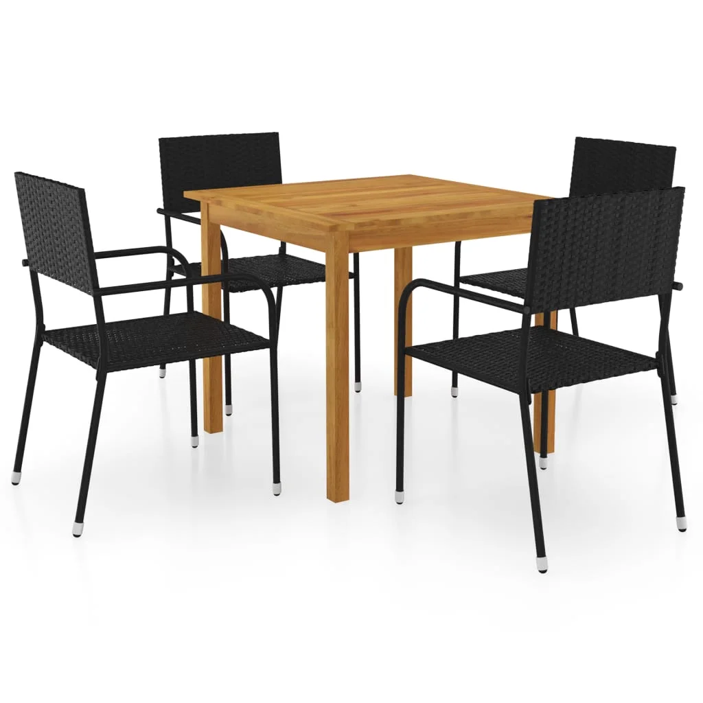 5 Piece Patio Dining Set Black