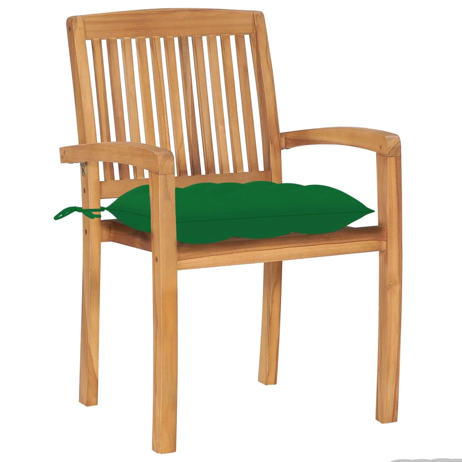Mixfeer Patio Chairs 2 pcs with Green Cushions Solid Teak Wood