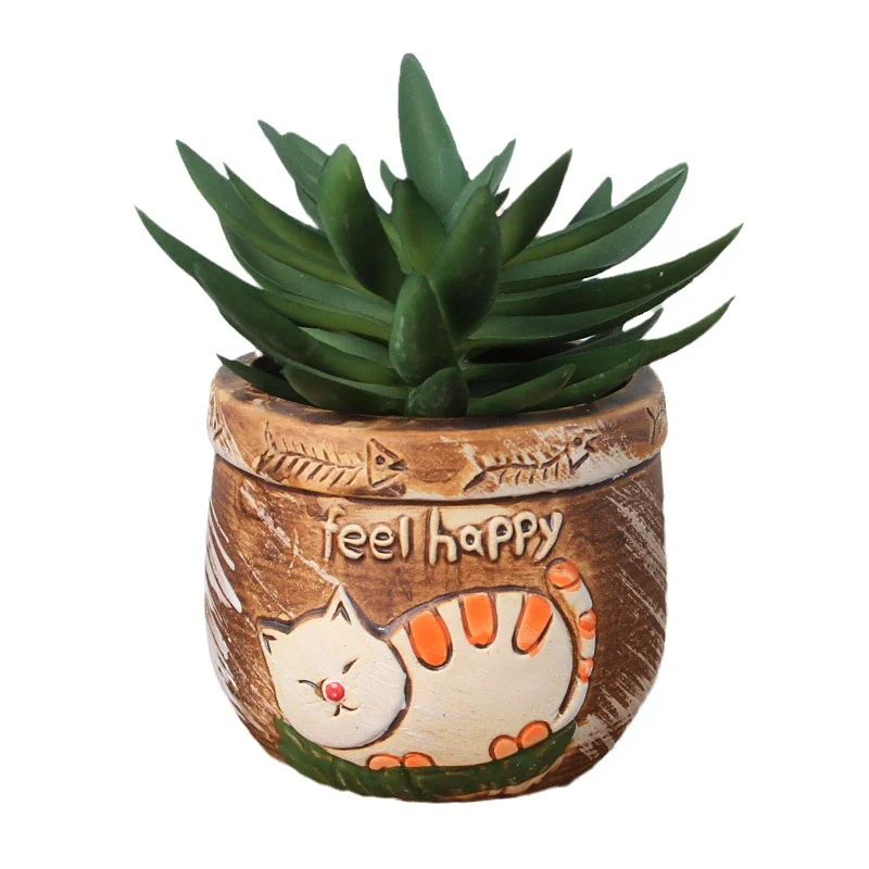 LivNxt Ceramic Bonsai Planter - Succulent Plant Pot, Porcelain Flower Pot, Old Stump Planter