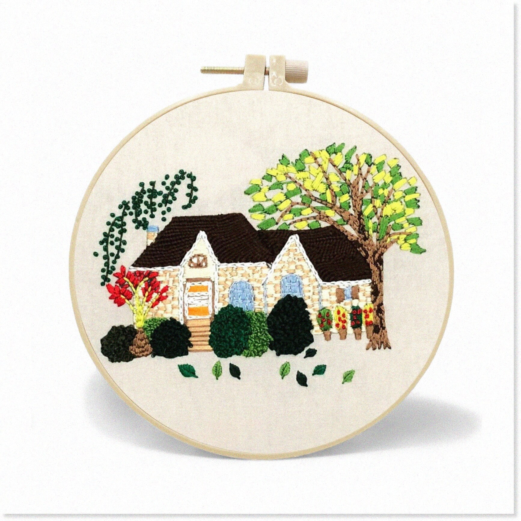 StitchCraft House & Tree: Vibrant Embroidery Kit for Beginners - Hoops, Threads, Patterns, Needlework - Ideal for Home Decoration & Creative Students (5)