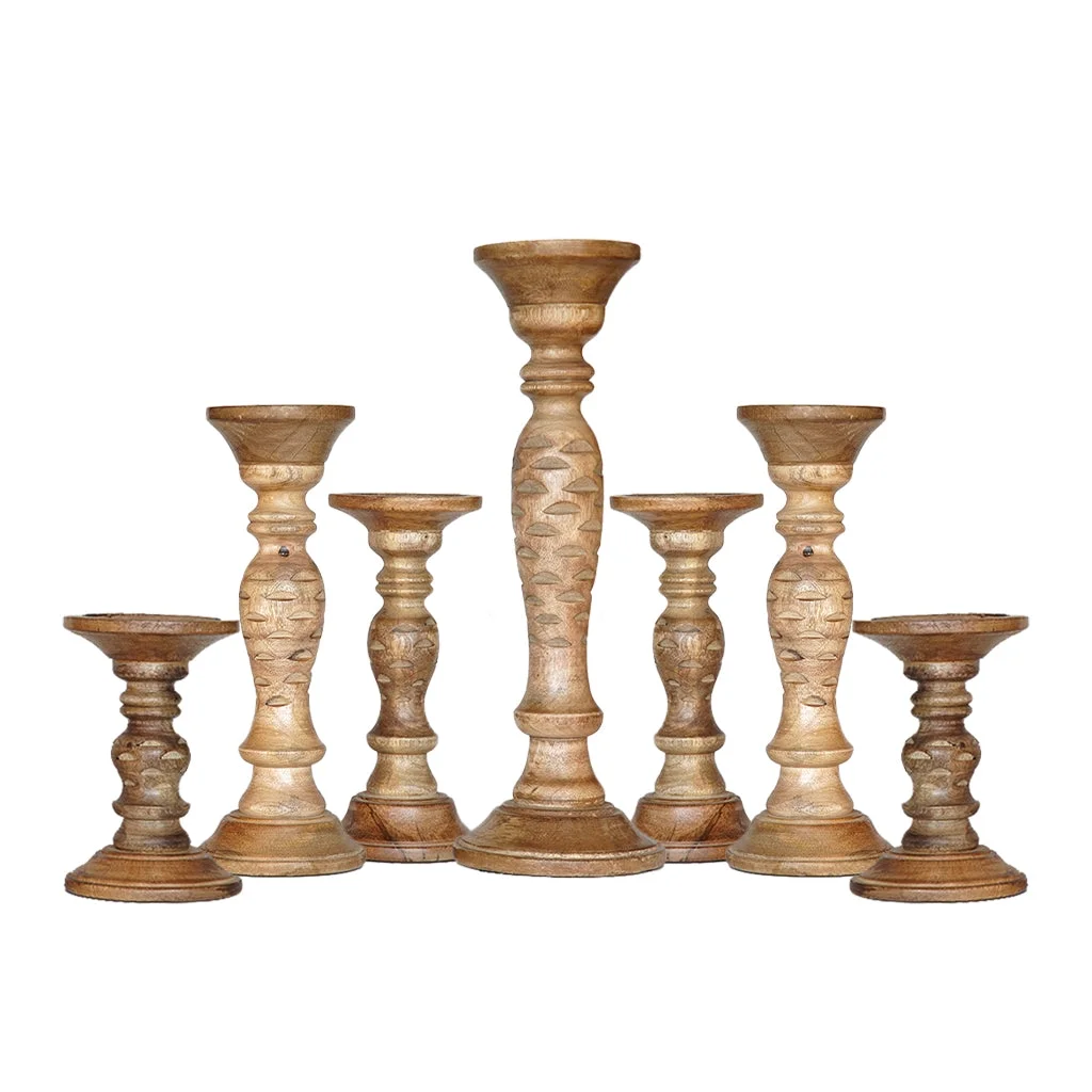 Traditional Wallnut Eco-friendly Handmade Mango Wood Set Of Seven 6