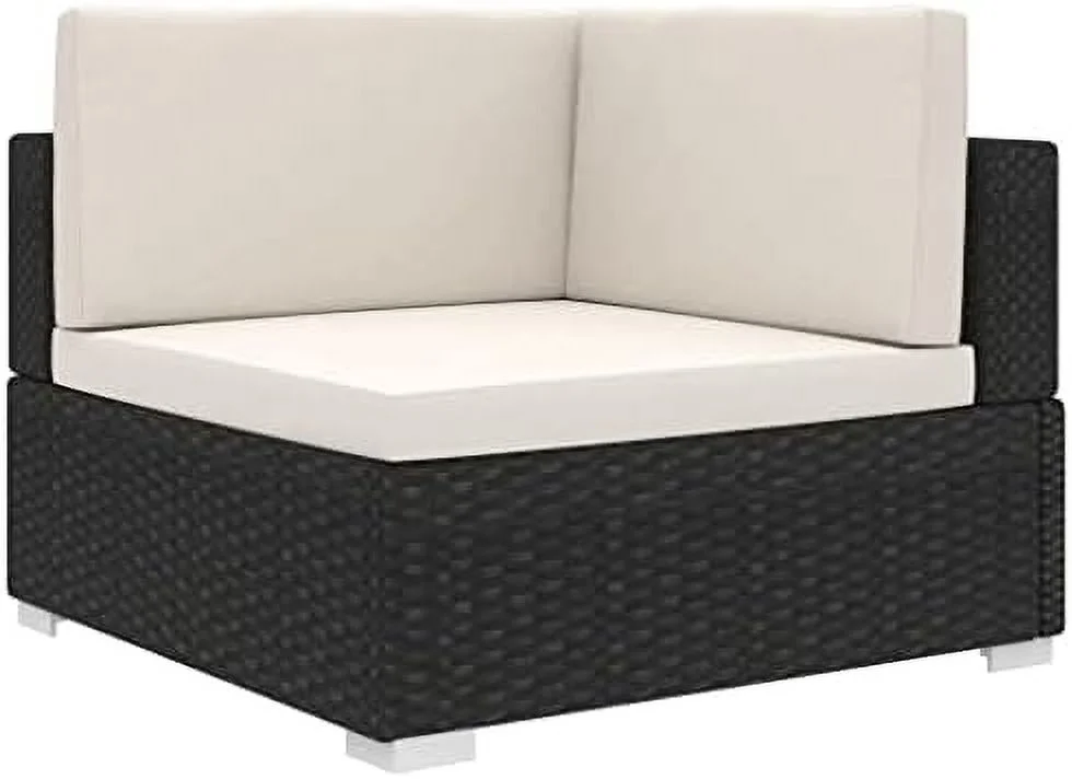 HYHBIBOOM Gray Poly Rattan Sectional Corner Chair with Cushions - Weather Resistant  Modular & Light-Weight Design  Perfect for Outdoor Garden and Patio