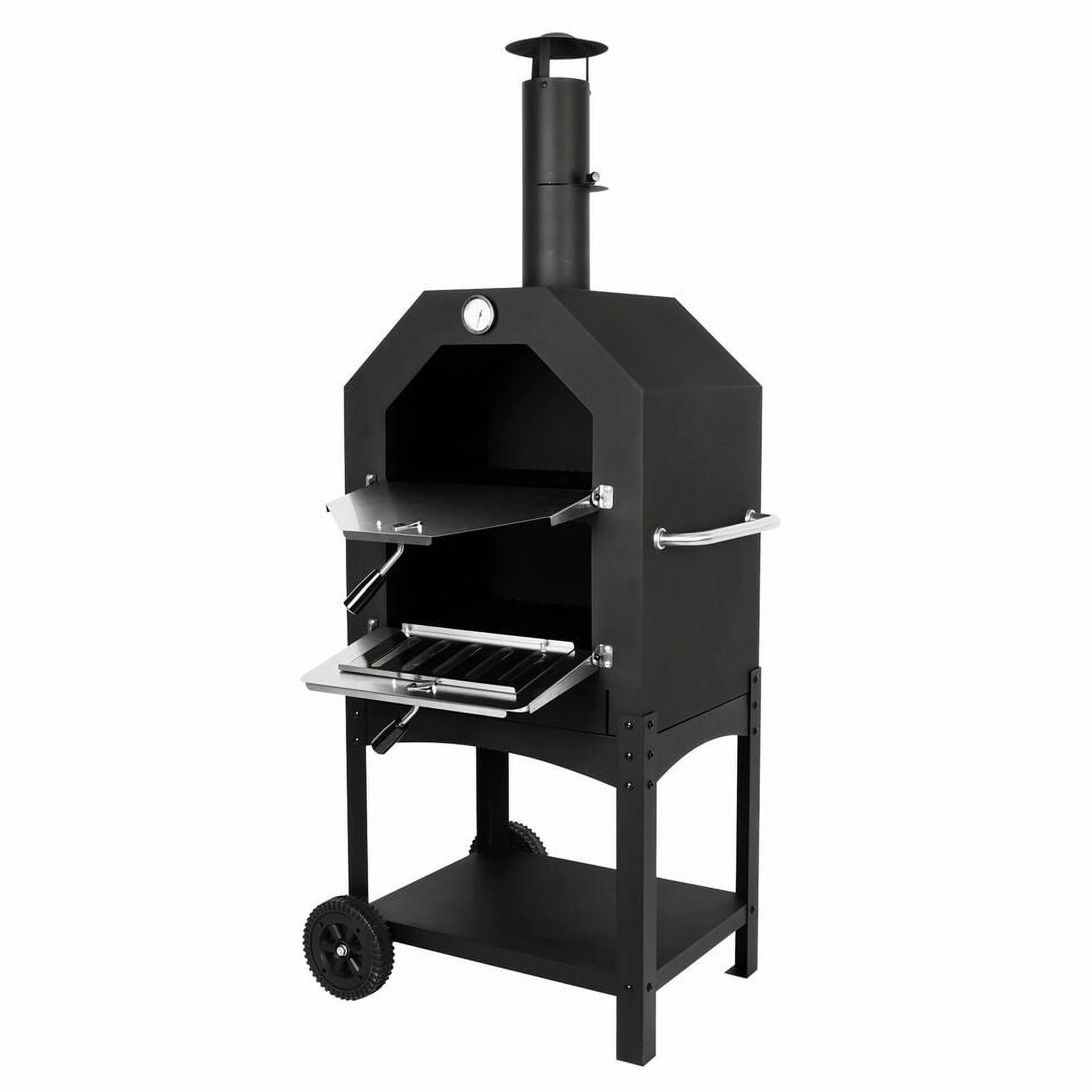 CartzEmpire Outdoor Wood Fired Pizza Oven with Wheels and Accessories