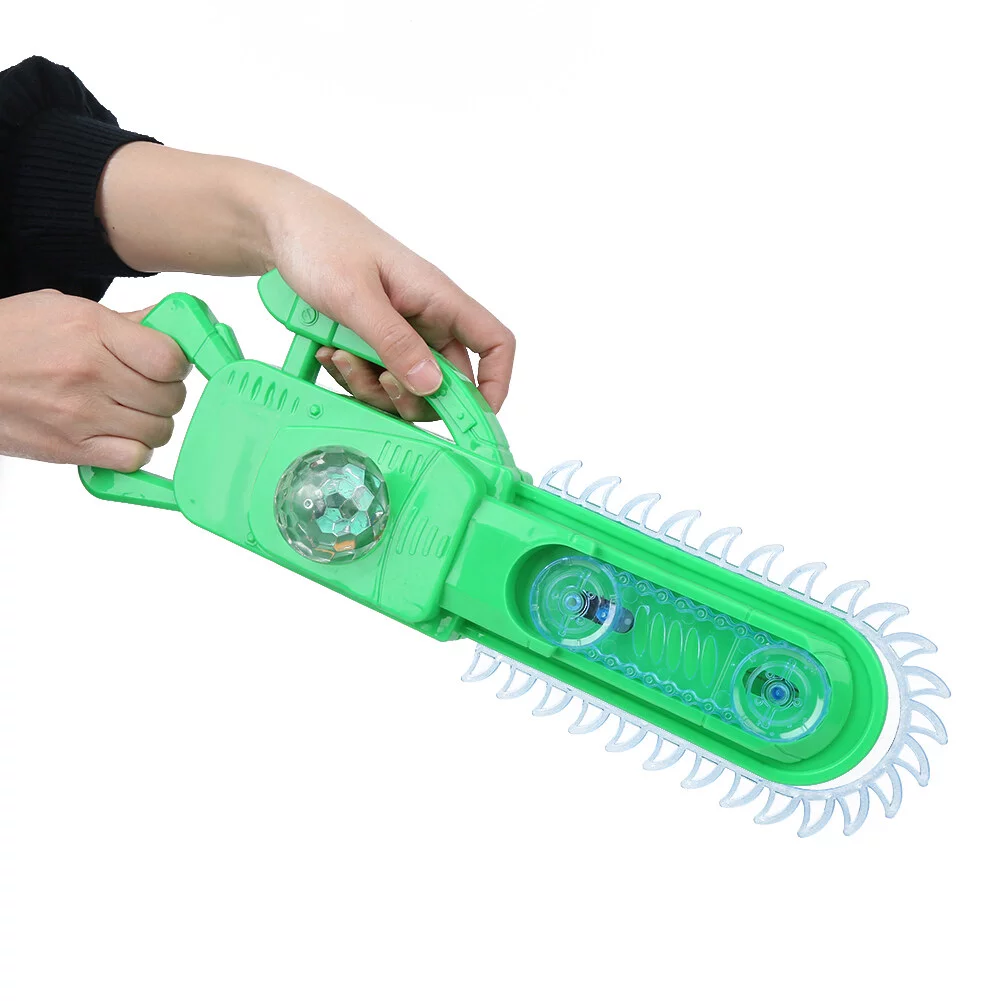 Goldmeet Electric Chain Saw Toy Highly Simulation Pretend Play Chain Saw Toy with Light SoundGreen