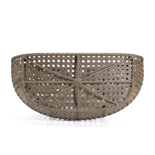 Buumin Brown Wicker Hanging Double-Seat Swing Chair with Stand w/Beige Cushion