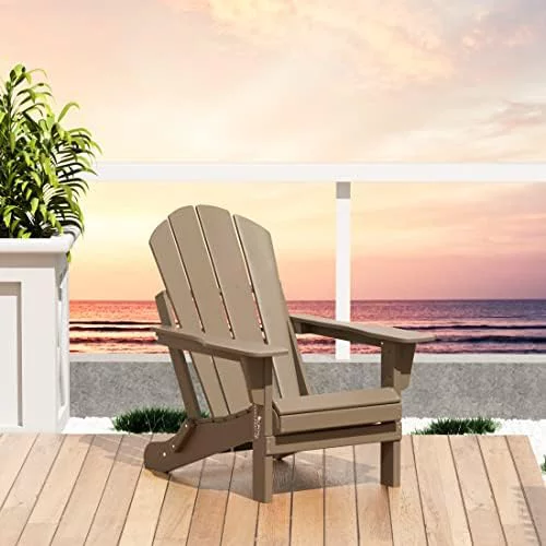 Home Furniture Adirondack Chair  Patio All Weather Folding Chair For Garden Lawn Backyard (Weathered od)