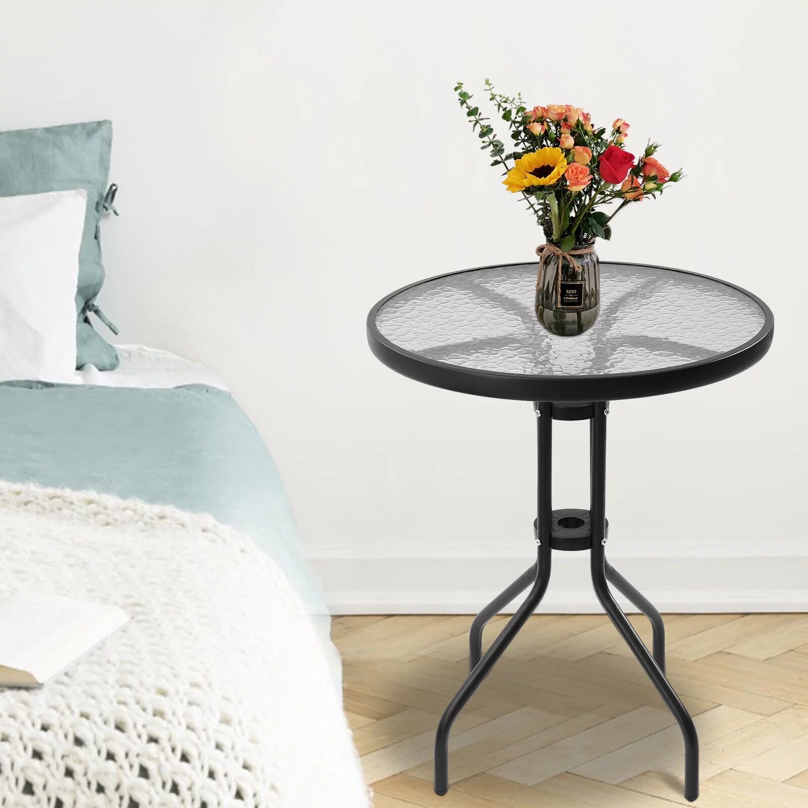 Miumaeov 24 inch Round Table for Living Rooms, Kitchens, Cafes Outdoor Garden Table