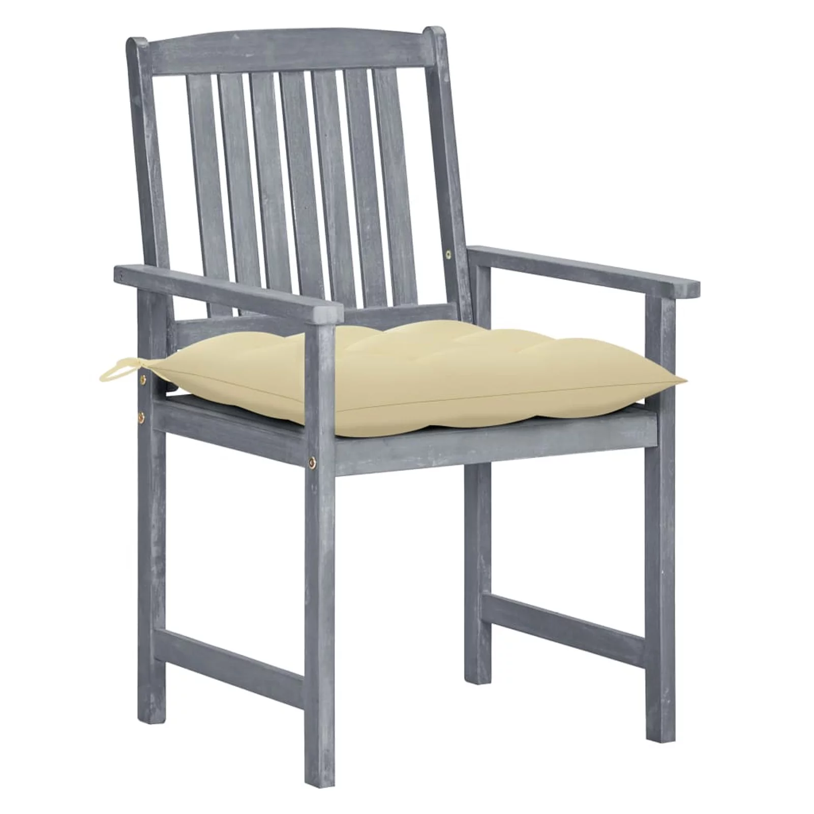 Walmeck Patio Chairs with Cushions 4 pcs Gray Solid Acacia Wood
