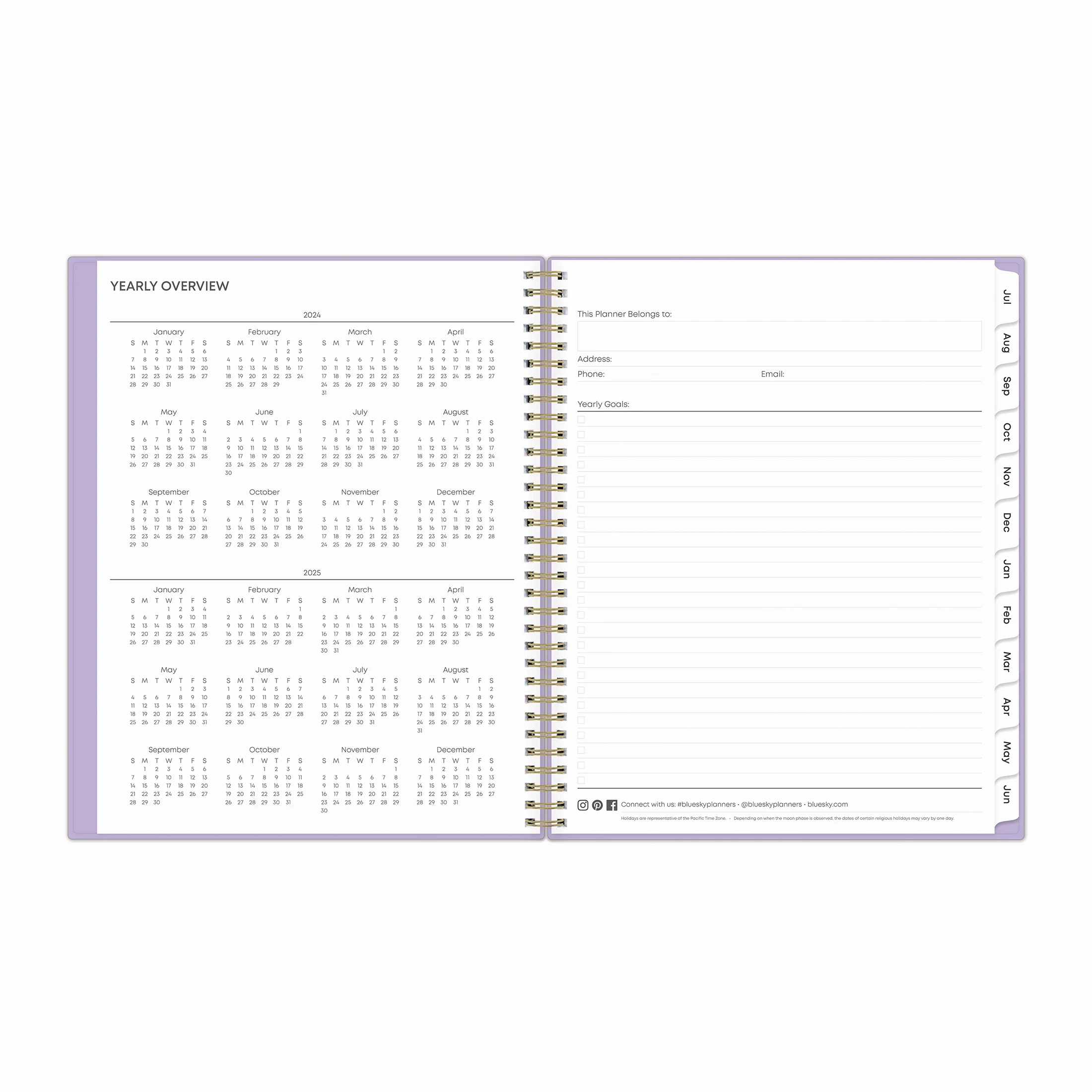 2024-25 Weekly Monthly Planner, 8.5x11, by Blue Sky, Wisteria