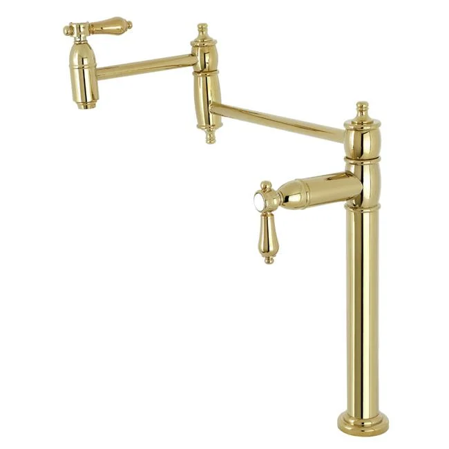 18.38 in. Heirloom Deck Mount Pot Filler, Polished Brass