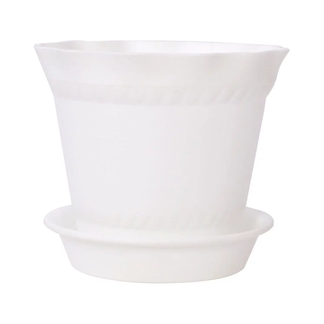 Uxcell Office Plastic Desktop Decor Flower Plant Pot Planter Holder White 10cm Dia