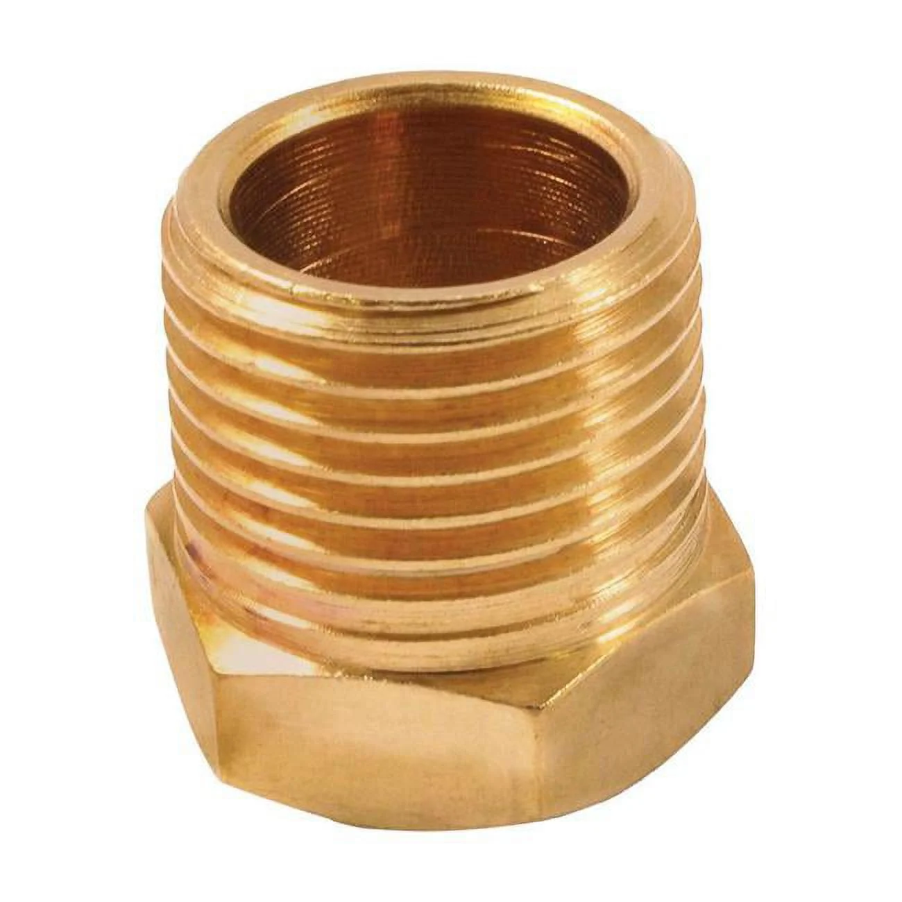 Brass Bushing, 0.38 in. Female NPT x 0.5 in. Male NPT