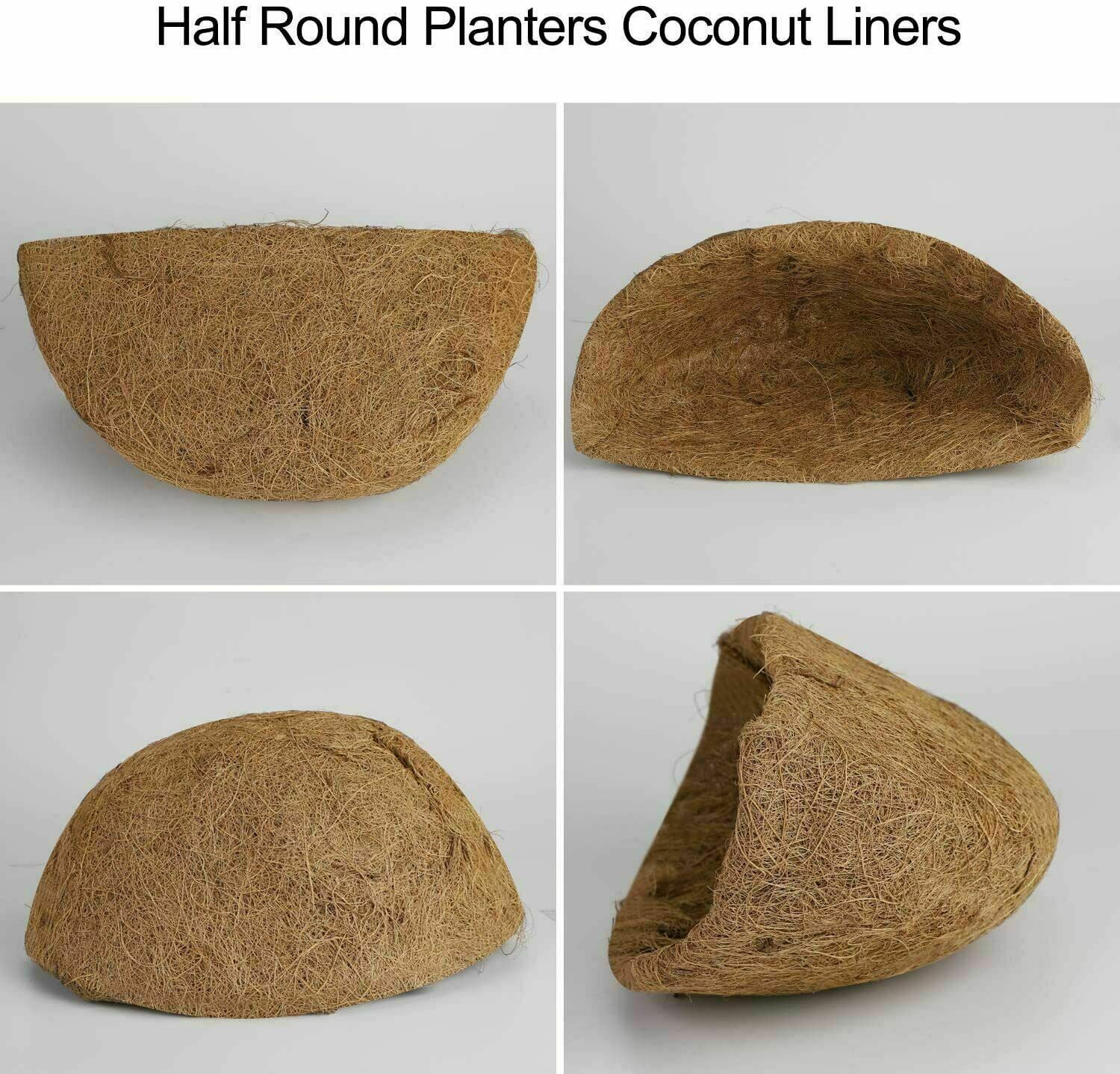 EROCK 2Pcs Thick Half Round Coconut Fiber Plant Basket Coco Liners + Non-woven Lining-16 INCH