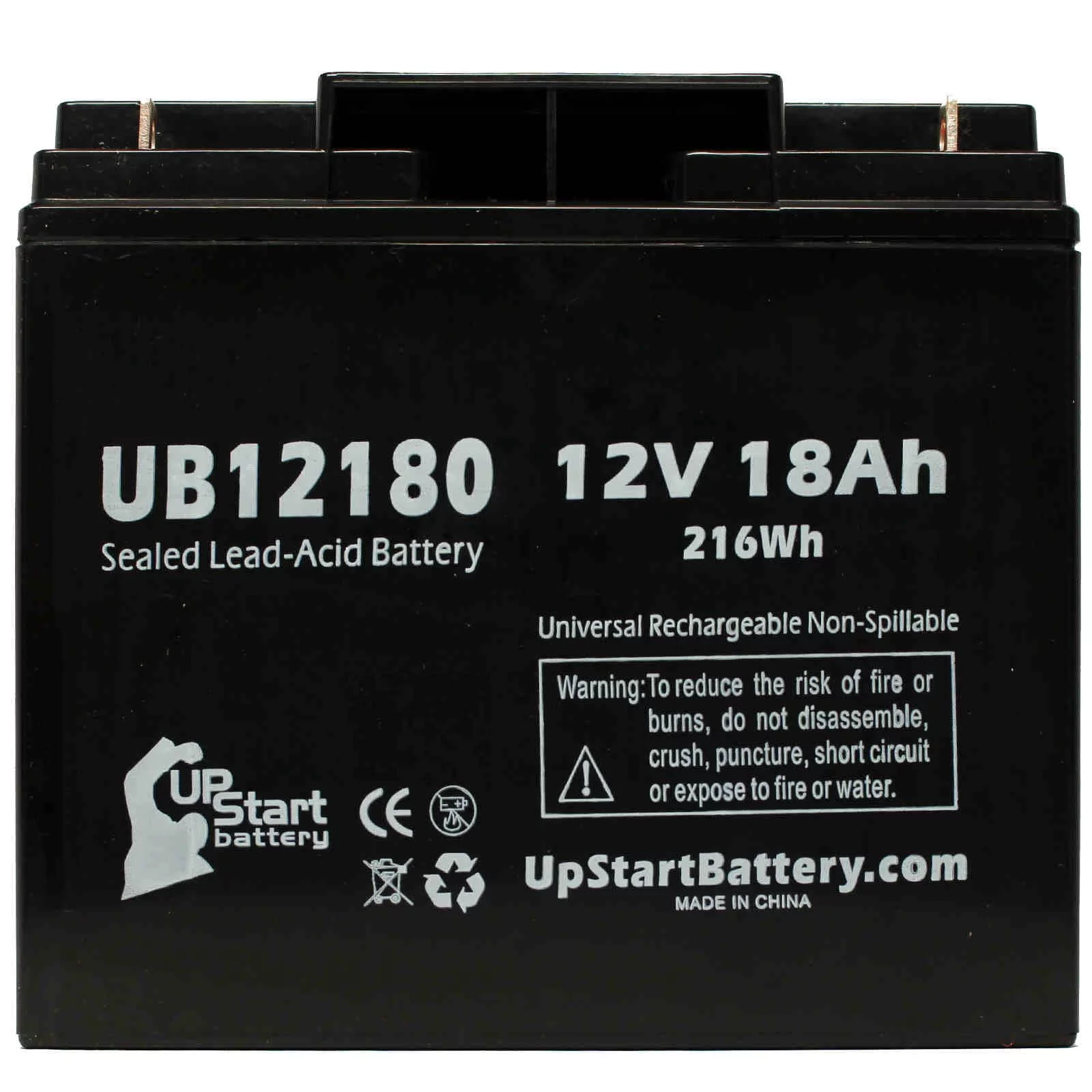 4x Pack - Compatible Hitachi HP1512P Battery - Replacement UB12180 Universal Sealed Lead Acid Battery (12V, 18Ah, 18000mAh, T4 Terminal, AGM, SLA)