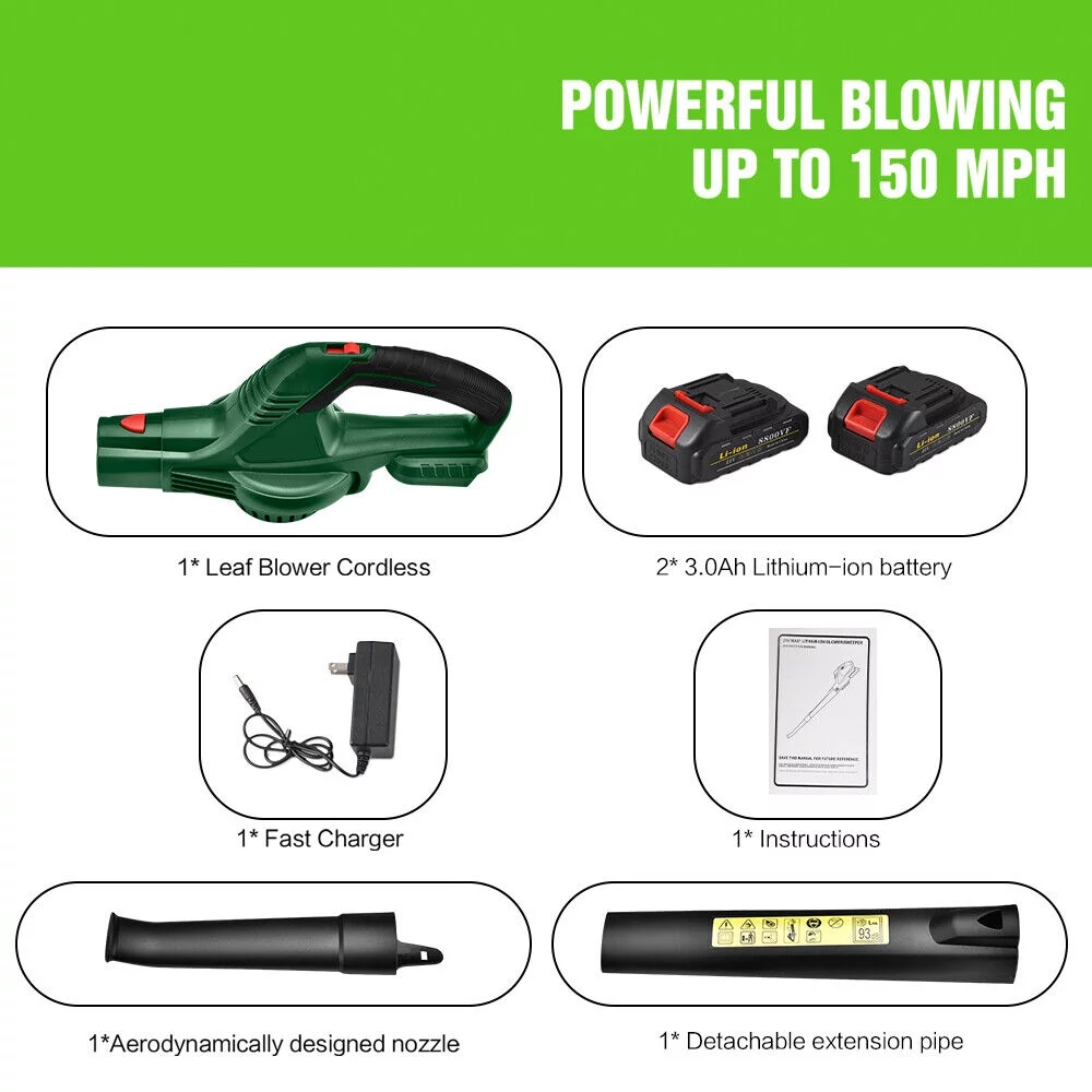JLLOM Rechargeable Leaf Blower - 20V Handheld Blower for Lawn Care and Outdoor Cleaning