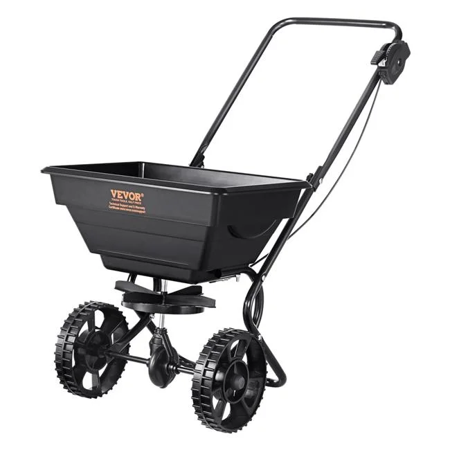 Vevor  Broadcast Spreader, 25 lbs Walk-Behind Turf Spreader with 8 in. Wheels, Steel Push Fertilizer Spreader - Black