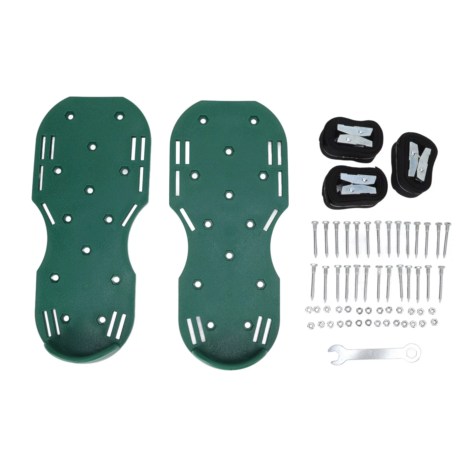 Nimomo Lawn Aerator Shoes Manual Lawn Scarifier Shoes Walking Lawn Aerator Grass Spike Shoes with Metal Buckle Strap for Gardening(green)