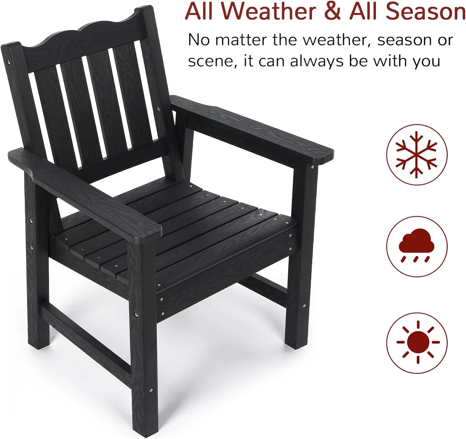 3 Piece Patio Dining Sets, All-Weather Patio Chairs with Curved Backrest, Include 2 Garden Chairs and 1 Side Table, White