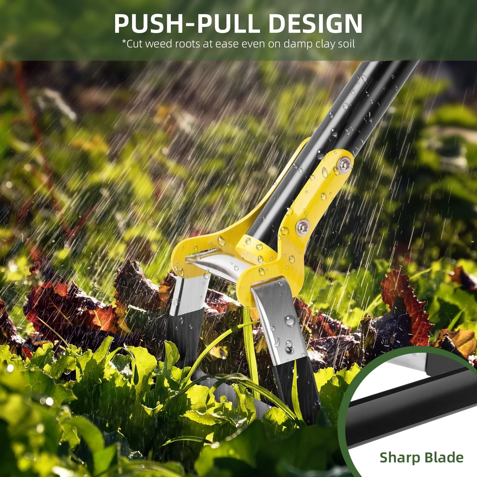 Hoe Garden Tool 45-89 Inch,Long Handle,Scuffle Garden Hoe for Weeding 45-89 Inch,Long Handle Heavy Duty Adjustable Hula Hoe,Gardening Stainless Steel Loop Stirrup Action Hoe