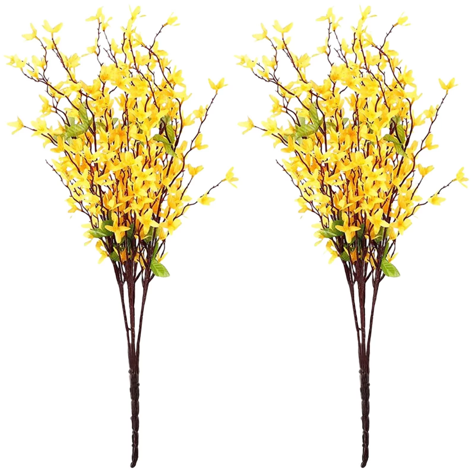 YDNGF Simulated Flower Bouquet To Welcome Spring 2pcs 2Pack Artificial Silk forsythia Flower for Front Door Jasmine Flowers Home Party Wedding Day Simulation Wall Decoration Yellow