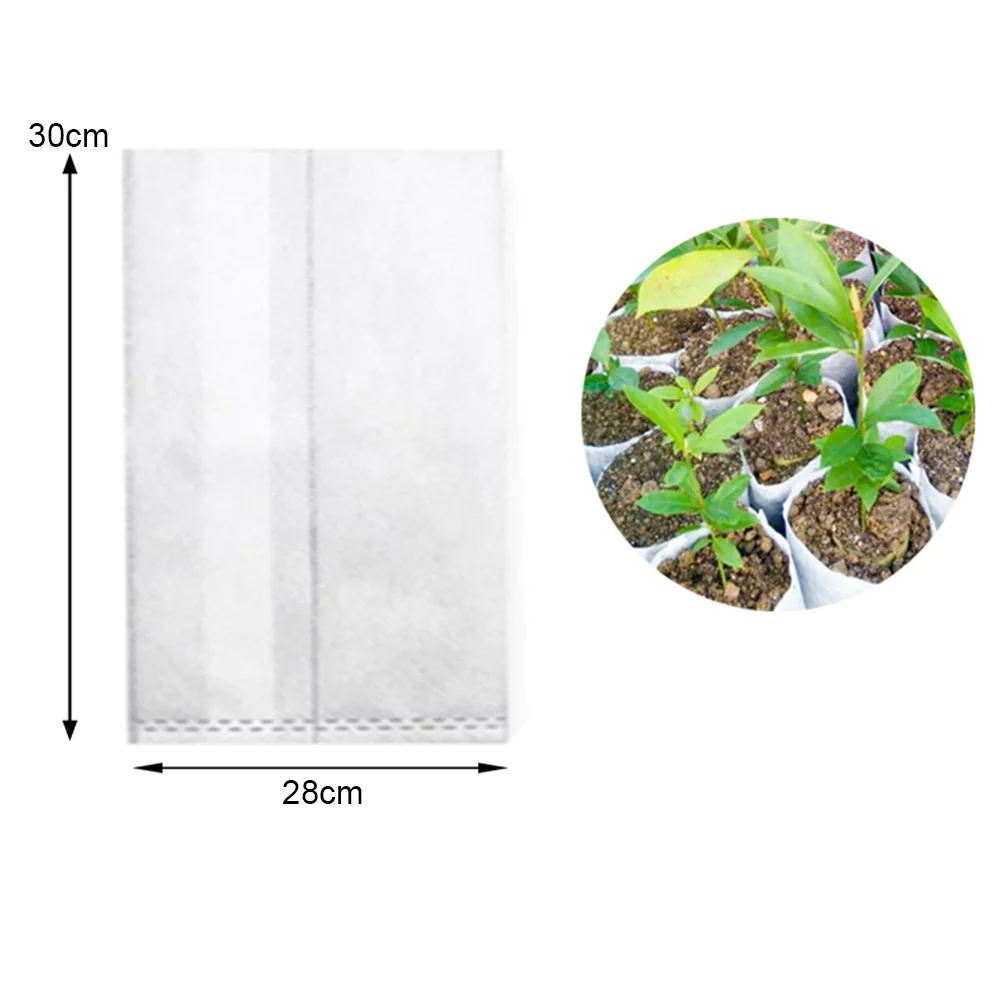 CreativeArrowy 100 Pcs Non-Woven Nursery Bags Solid Plants Grow Bags Seed Starter Bags Fabric Seedling Pots Plants Pouch 28*30cm