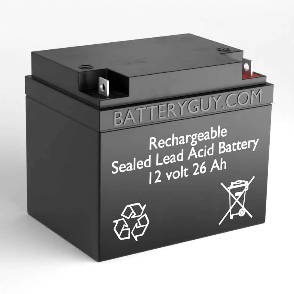 BatteryGuy BG-12260NB 12V 26AH Replacement for Hitachi HP24-12A (2 Pack, rechargeable)