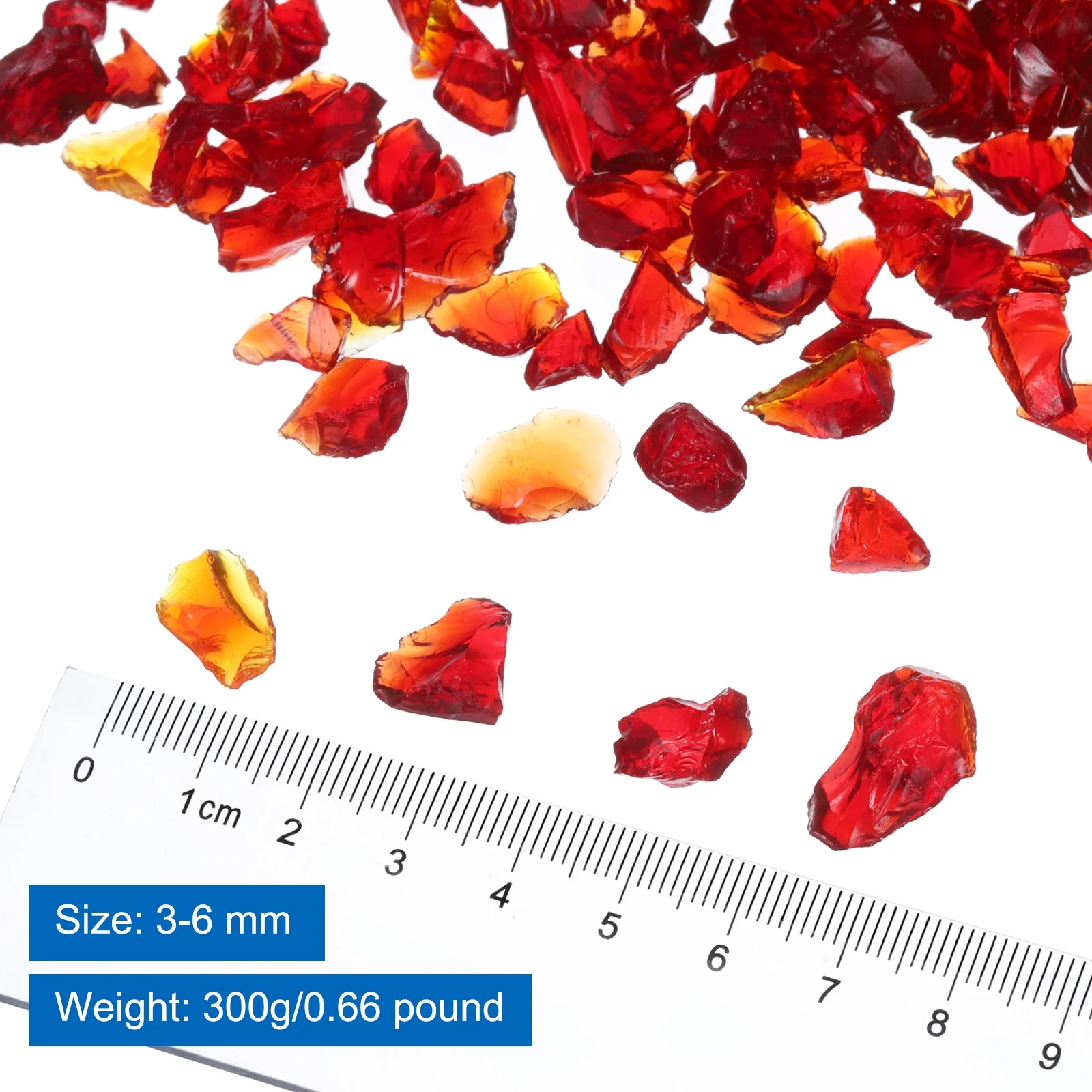 0.66 Pound Fire Glass Stone, 3-6mm Reflective Fire Pit Glass Rock for Fireplace, Red