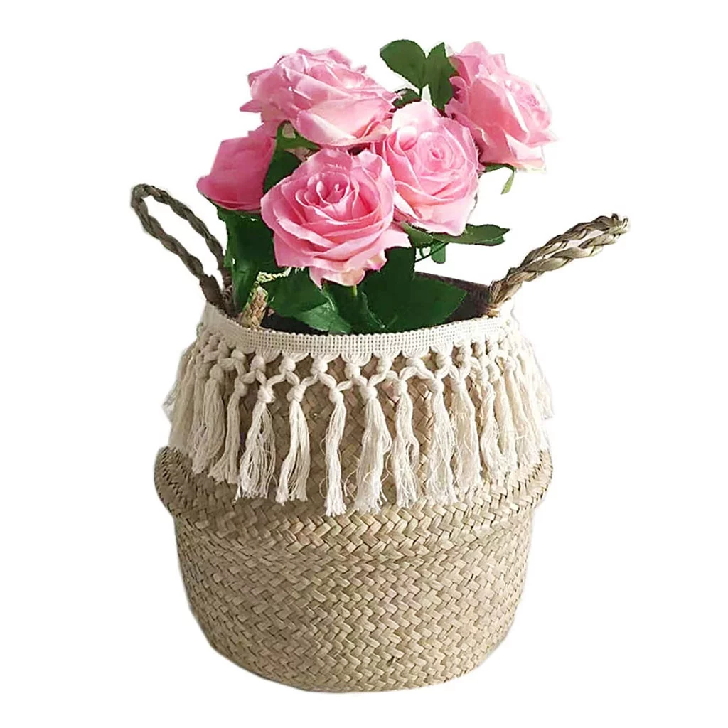 Daily Deals, Home & Outdoor Use Decoration Outdoor Seagrass Wicker Flower Pot Folding Storage Decoration Indoor Outdoor Home Decor & Gifts