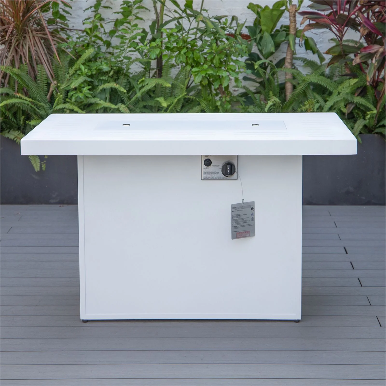 Afuera Living Patio Aluminum Propane Fire Pit Table in White