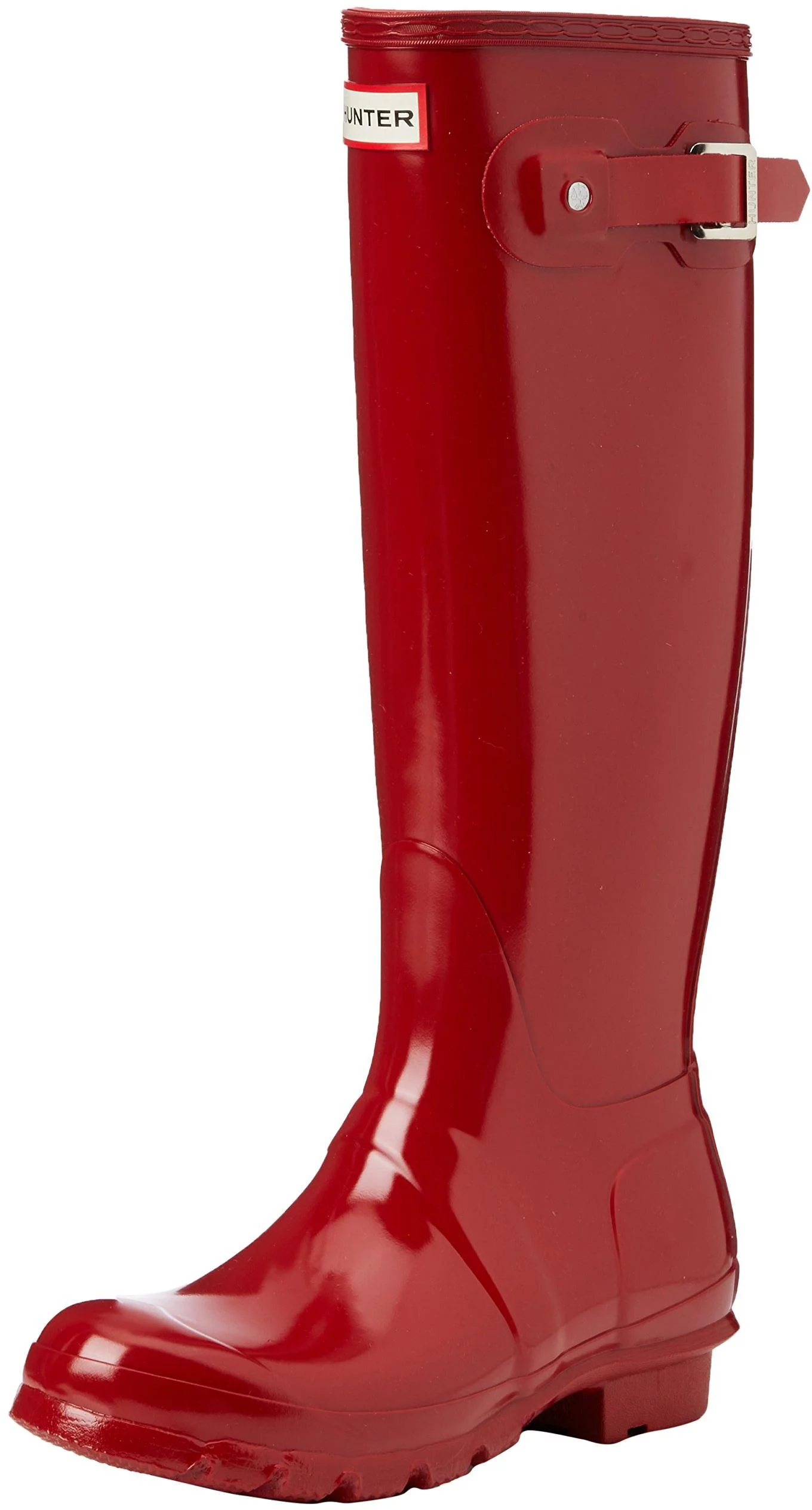 Hunter Womens Original Tall Gloss Rain Boots - Military Red - Size 8